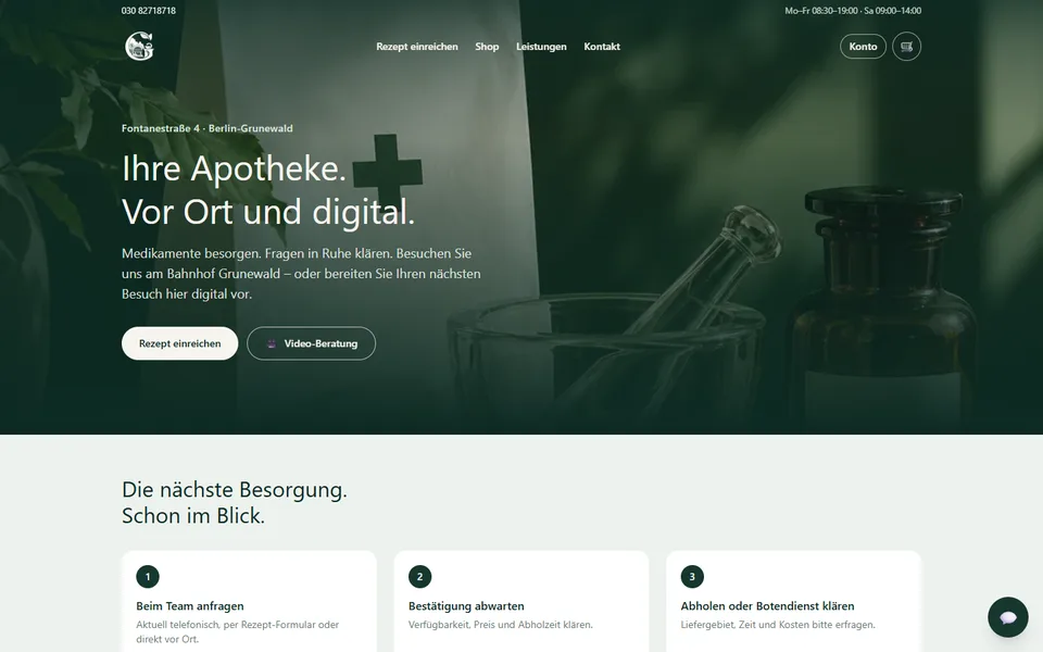 Startseite der Apotheke am Bahnhof Grunewald